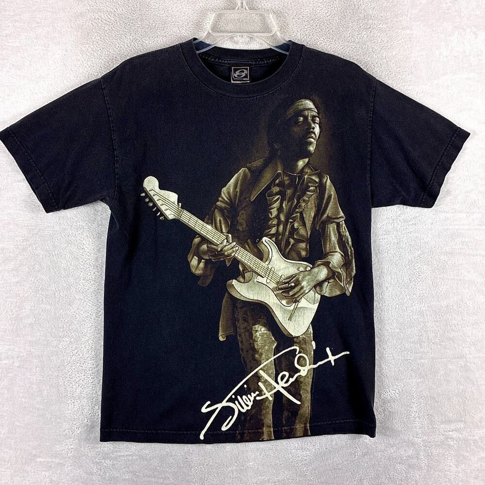 VTG Anchor Blue Tshirt Mens M Black Jimi Hendrix AOP Classic Music Rock Y2K